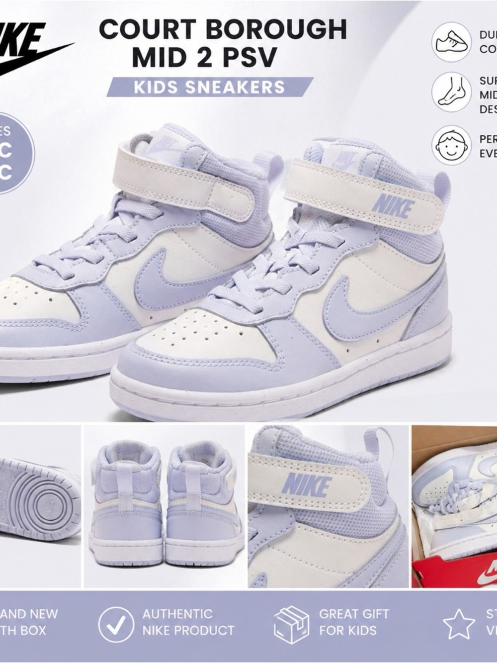 Nike Kids Mid-Top Sneakers in platinum  tint and White